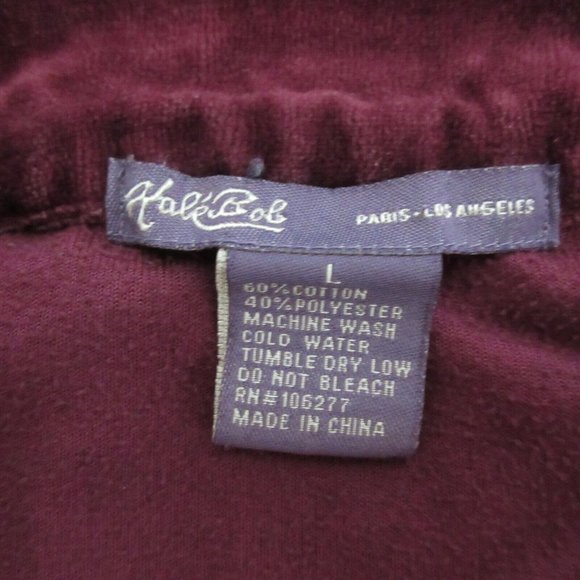 VTG Hale Bob Y2K Track Suit Large Maroon White Stripe Logo Velour Full Zip 2-PC - Picture 5 of 6